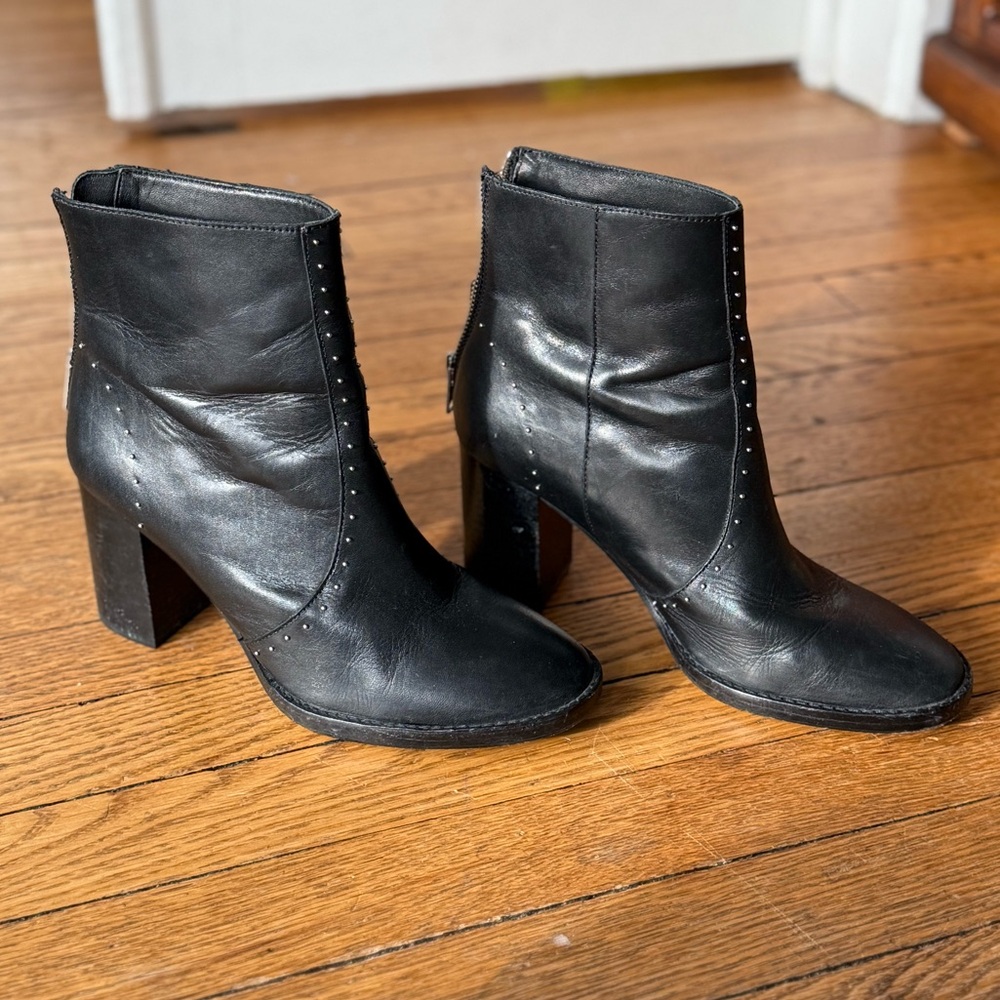 All Saints Mila Studded Leather Boots - Size 38